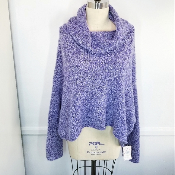 NEW Free People | Grape Hyacinth Turtleneck Crop Sweater S‎ - Picture 1 of 8